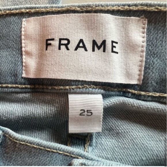 NWT Frame Denim Le Skinny De Jeanne Size 25 Blue and White Mid Rise Denim Jeans - Picture 9 of 16